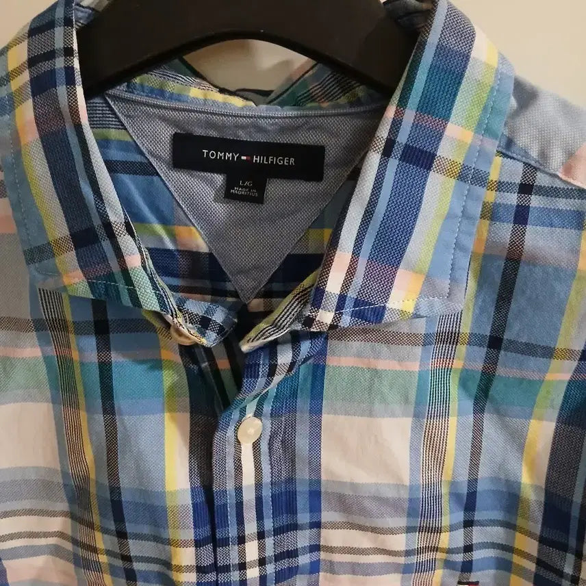 [BUNJANG] Tommy Hilfiger Blue Check Shirt (Size 100) / 타미힐피거 블루 체크 셔츠 남방  100