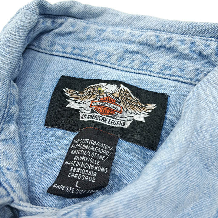 [BUNJANG] Harley Davidson 00s Button-Down Denim Shirt / CL588 L 할리데이비슨 00s 홍콩판 버튼다운 데님셔츠