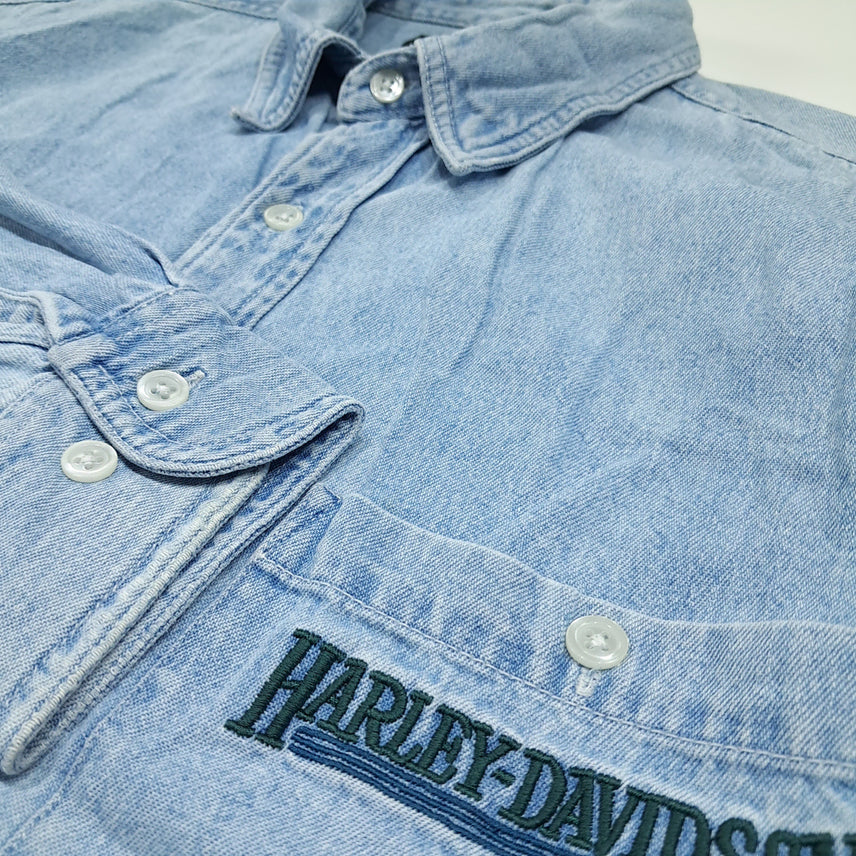 [BUNJANG] Harley Davidson 00s Button-Down Denim Shirt / CL588 L 할리데이비슨 00s 홍콩판 버튼다운 데님셔츠