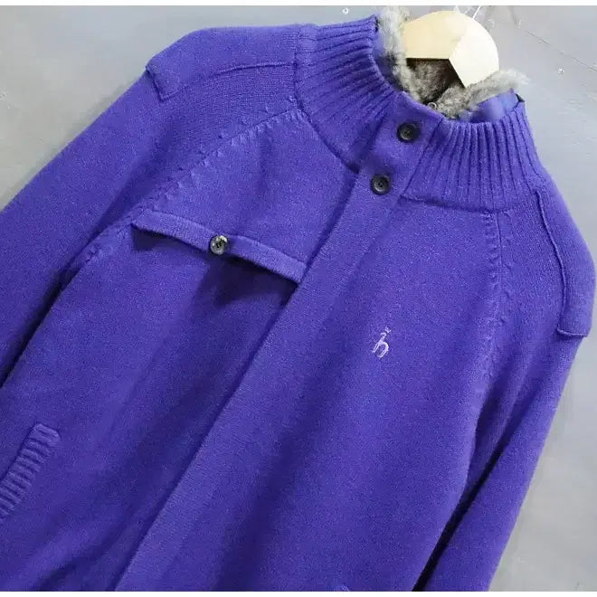 [BUNJANG] Hazzys Rabbit Fur Padded Heavy Wool Knit Zip-Up Cardigan (Men's 100) / 00s 헤지스 토끼털 패딩 헤비울 니트 집업 가디건 (남성100)