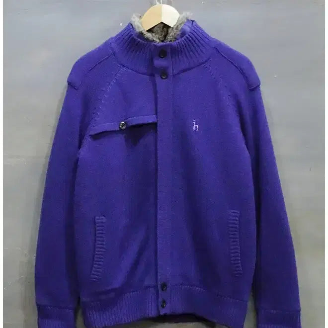 [BUNJANG] Hazzys Rabbit Fur Padded Heavy Wool Knit Zip-Up Cardigan (Men's 100) / 00s 헤지스 토끼털 패딩 헤비울 니트 집업 가디건 (남성100)