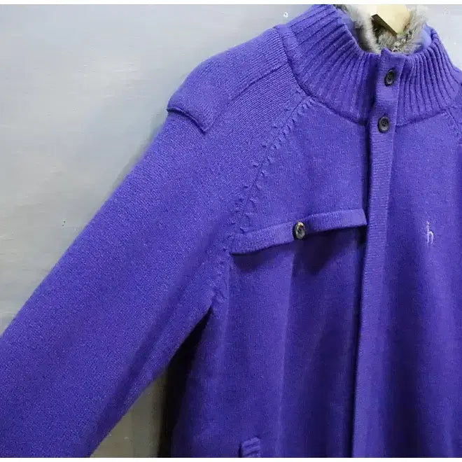 [BUNJANG] Hazzys Rabbit Fur Padded Heavy Wool Knit Zip-Up Cardigan (Men's 100) / 00s 헤지스 토끼털 패딩 헤비울 니트 집업 가디건 (남성100)