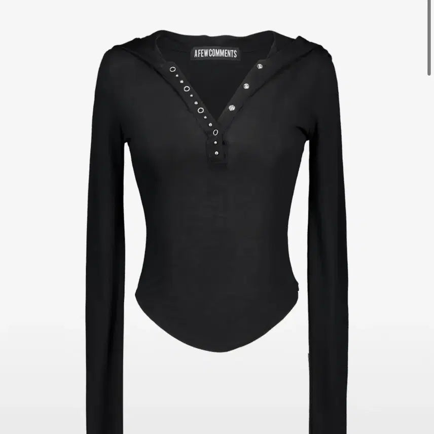 [BUNJANG] APIEU COMMEENTS Metal Stud Hood Long Sleeve Top / 어퓨커멘츠 메탈 스터드 후드 롱슬리브 탑