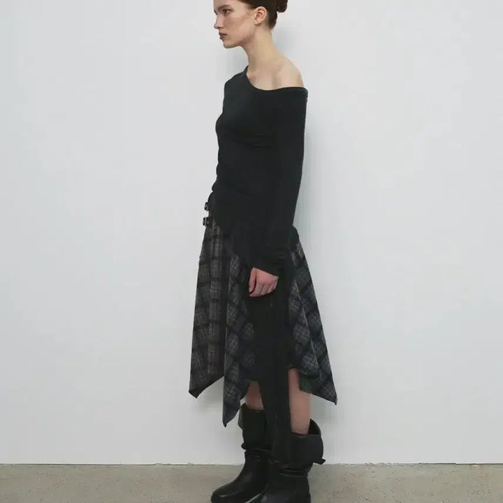 [BUNJANG] Sandric Check Midi Skirt / 샌드릭 skirt 체크미디스커트 레이어드 릿킴블랙업팬시클럽아캄다이닛