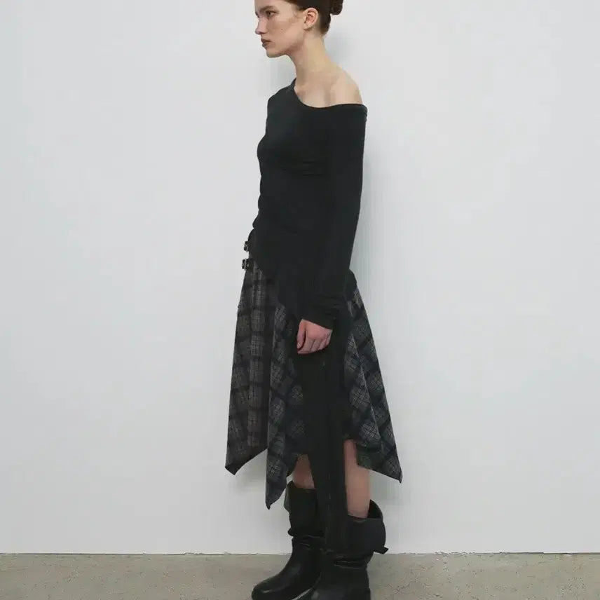 [BUNJANG] Sandric Check Midi Skirt / 샌드릭 skirt 체크미디스커트 레이어드 릿킴블랙업팬시클럽아캄다이닛