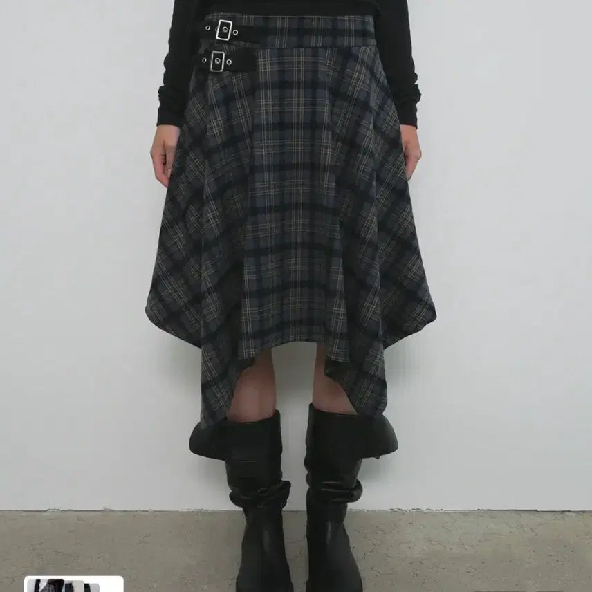 [BUNJANG] Sandric Check Midi Skirt / 샌드릭 skirt 체크미디스커트 레이어드 릿킴블랙업팬시클럽아캄다이닛