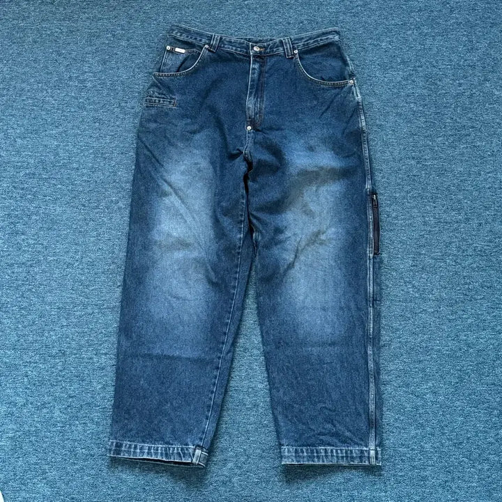 [BUNJANG] Washing Pattern Wide Denim Pants 36 / 워싱 패턴 와이드 데님팬츠 36