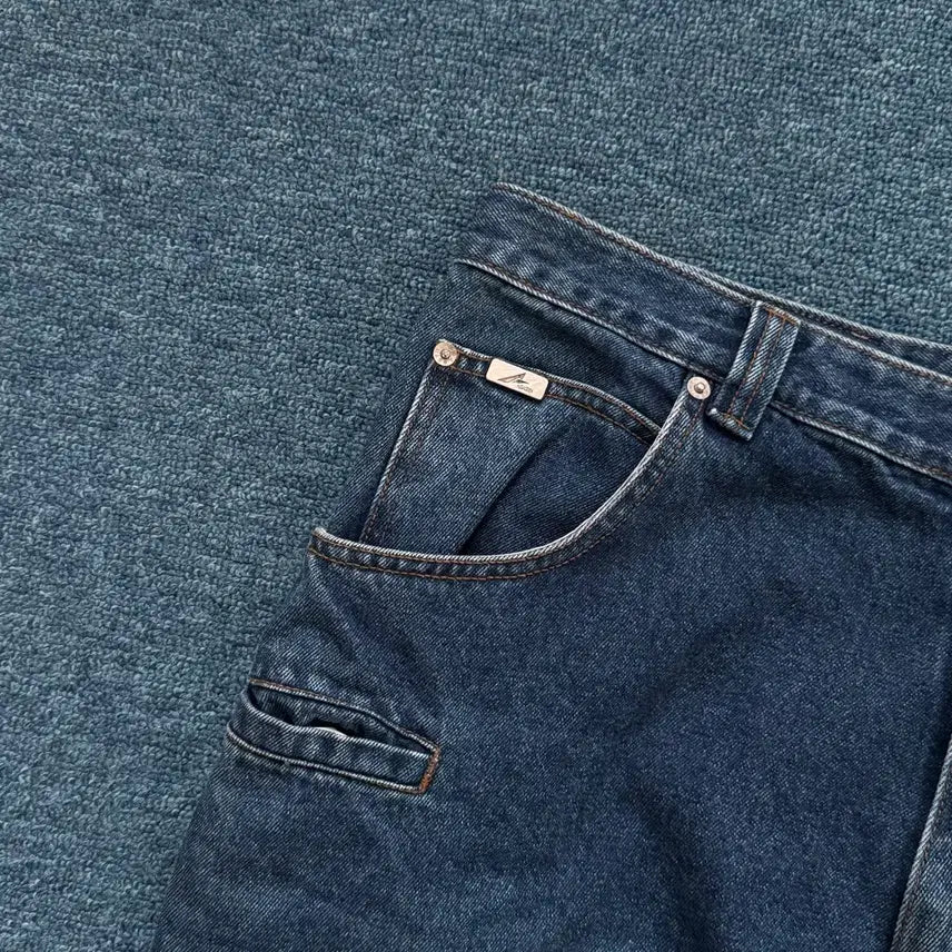 [BUNJANG] Washing Pattern Wide Denim Pants 36 / 워싱 패턴 와이드 데님팬츠 36