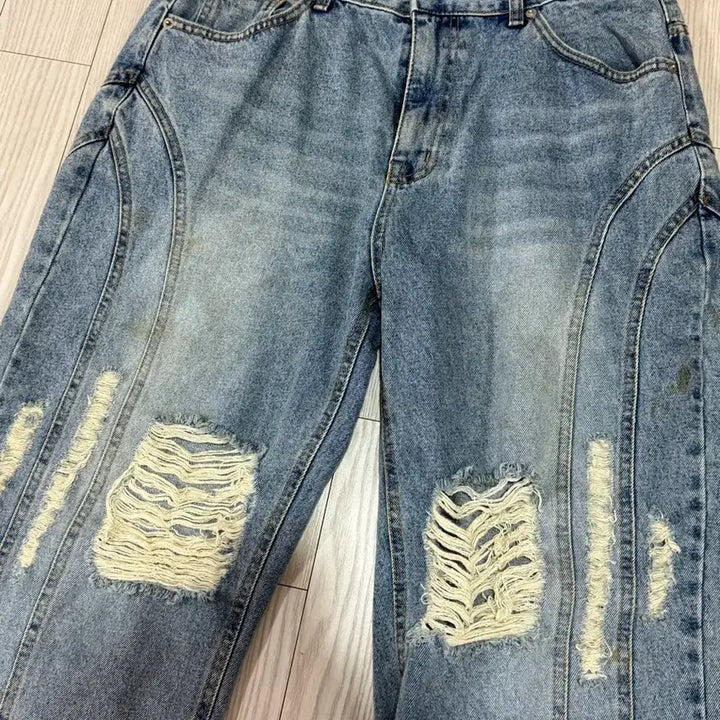 [BUNJANG] OY Damage Curve Line Denim Pants (Size 2) / 오와이 데미지 커브라인 데님팬츠 2사이즈 33느낌