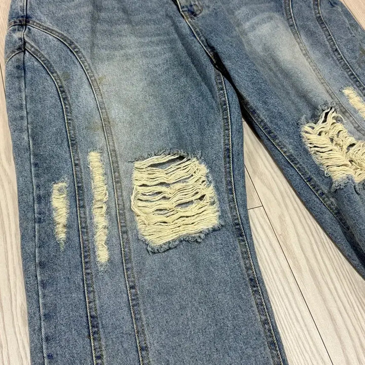 [BUNJANG] OY Damage Curve Line Denim Pants (Size 2) / 오와이 데미지 커브라인 데님팬츠 2사이즈 33느낌
