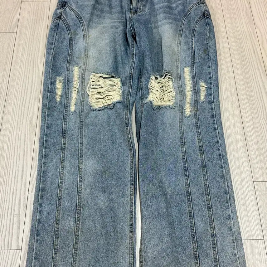 [BUNJANG] OY Damage Curve Line Denim Pants (Size 2) / 오와이 데미지 커브라인 데님팬츠 2사이즈 33느낌