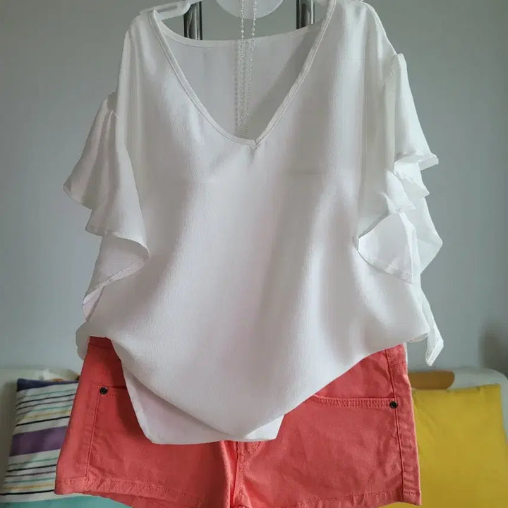 [BUNJANG] V-Neck Ruffle Sleeve Women&