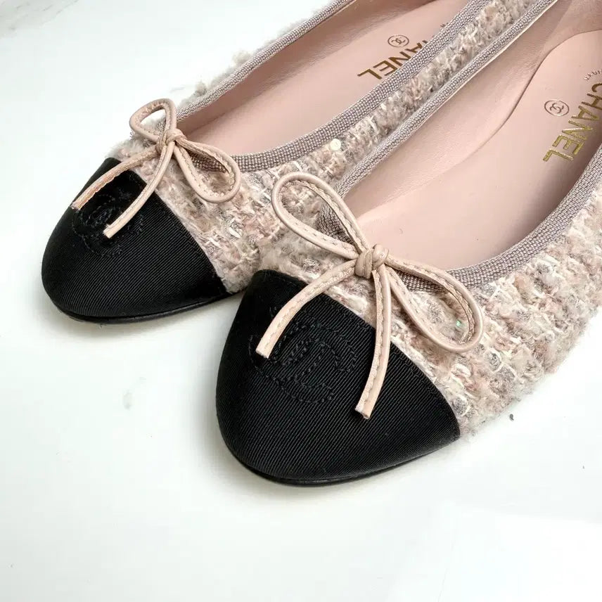 [BUNJANG] Chanel Valeria Tweed Flat Shoes / { 38 } 샤넬 발레리아 트위드 플랫슈즈