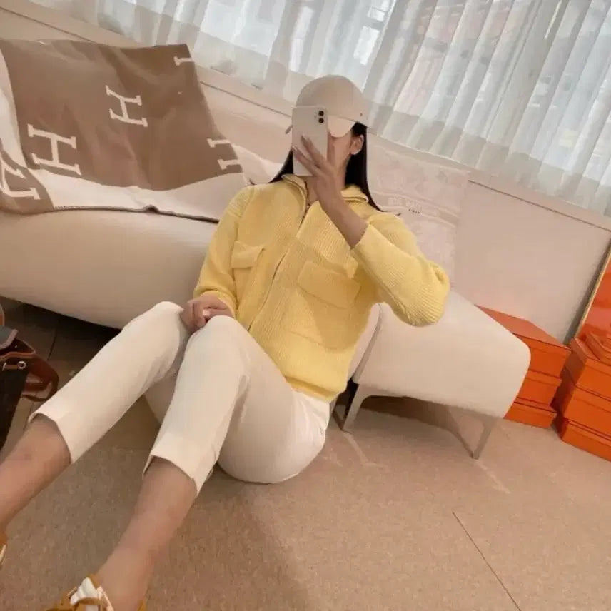 [BUNJANG] Yellow Knit Zip-up / 옐로우 니트 집업