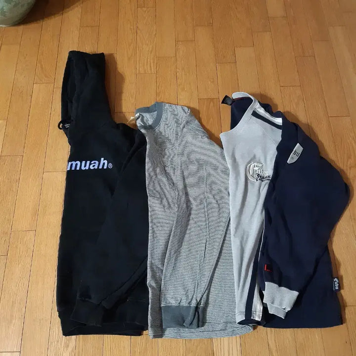 [BUNJANG] MoaMoa Hoodie & Long Sleeve T-shirts Set / 남자 긴팔 티셔츠 2벌 모105