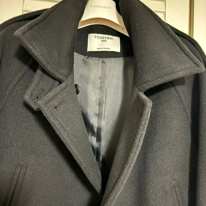 [BUNJANG] TTUDEMENT Belted High Neck Wool Coat (Black, M) / 튜드먼트(TTUDEMENT) 벨티드 하이넥 울 코트 블랙M