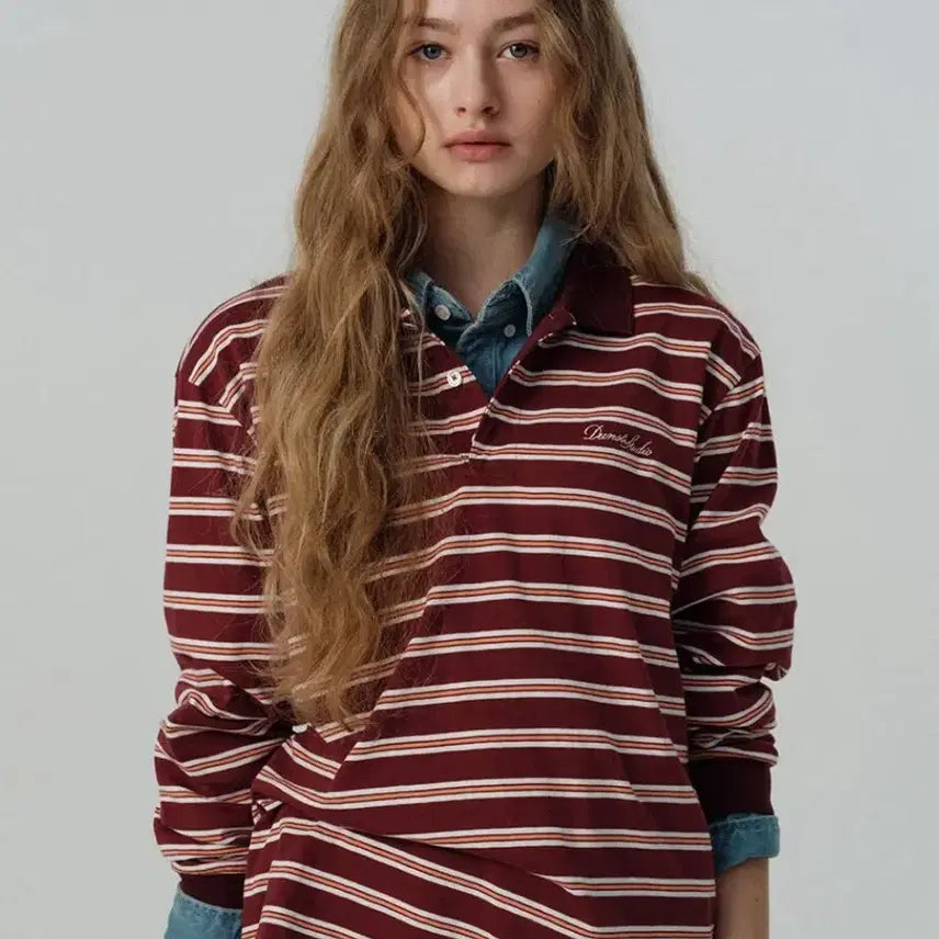 [BUNJANG] DUNST UNISEX MULTI STRIPE COLLARED T-SHIRT / 던스트 UNISEX MULTI STRIPE COLLARED T-SHIRT