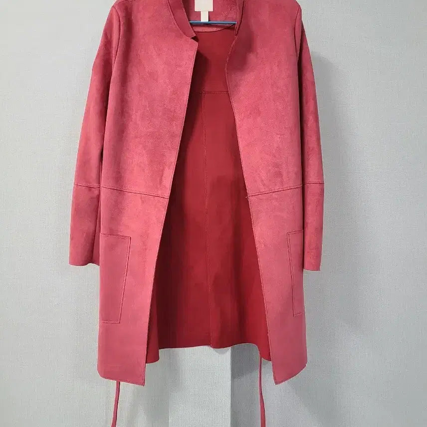 [BUNJANG] H&M Pink Suede Long Coat / H&M 핑크 스웨이드 롱 코트