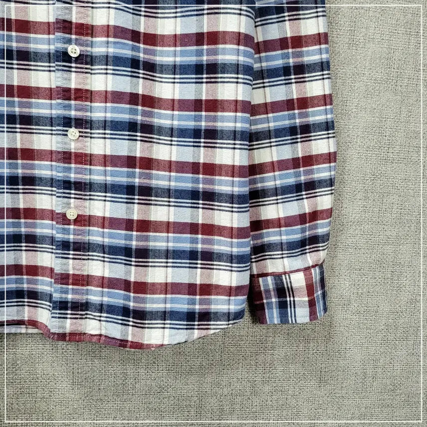 [BUNJANG] Men's 95 Navy Check Pocket Shirt / 23. 빈폴 네이비체크 포켓셔츠 남성95