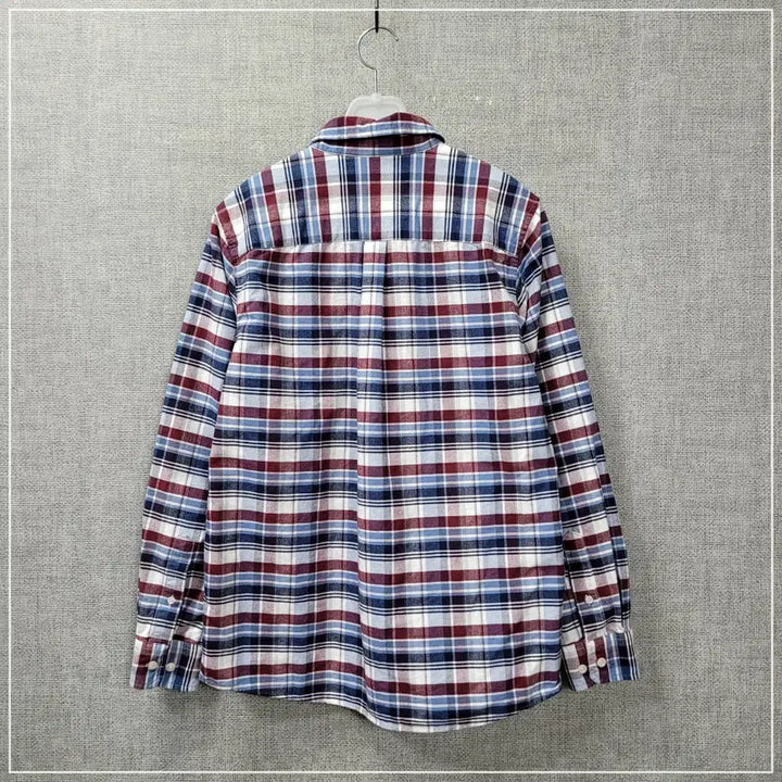 [BUNJANG] Men's 95 Navy Check Pocket Shirt / 23. 빈폴 네이비체크 포켓셔츠 남성95