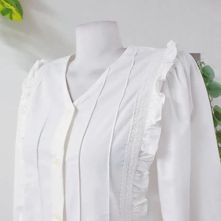 [BUNJANG] Lace Frill Blouse White / 레이스프릴 블라우스 55 66 화이트