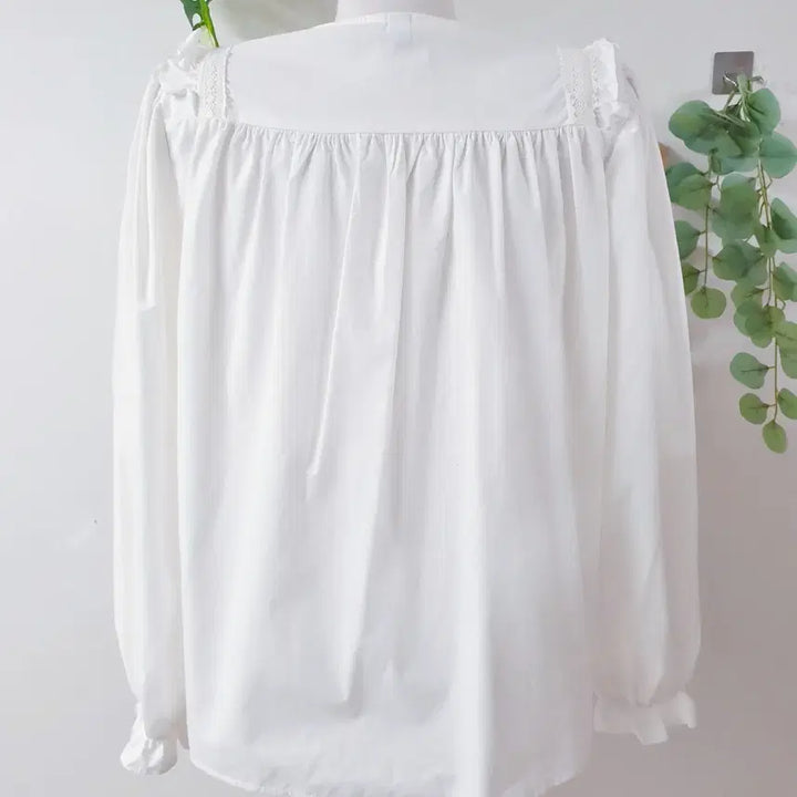 [BUNJANG] Lace Frill Blouse White / 레이스프릴 블라우스 55 66 화이트