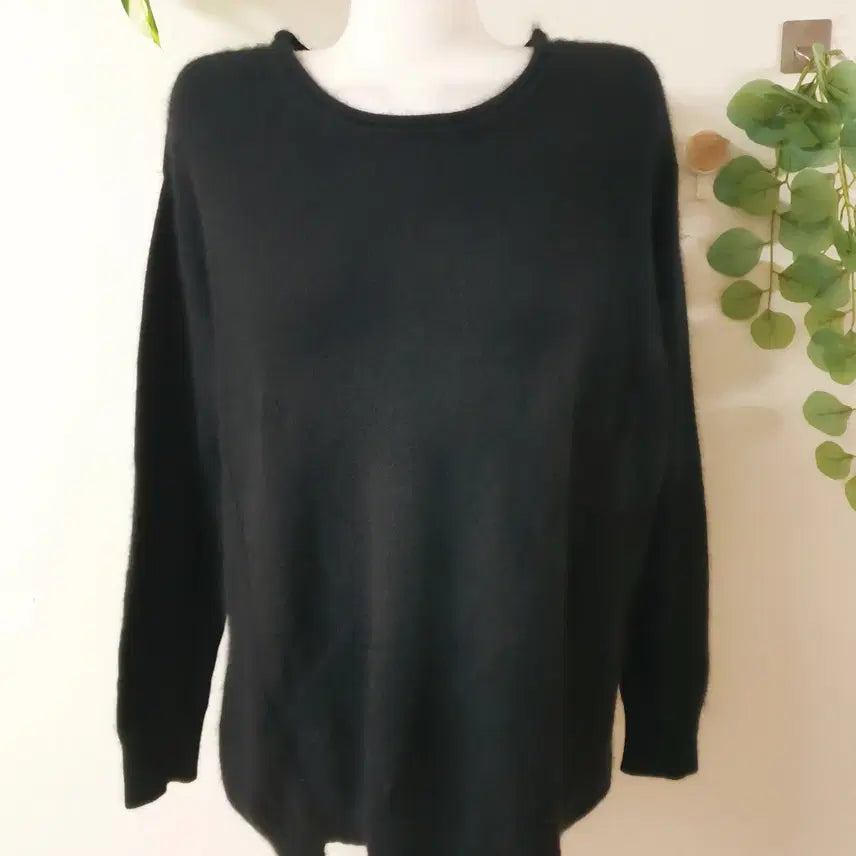 [BUNJANG] Sisley Oversized Black Angora Blend Knit Pullover / 시슬리 55~88 너구리퍼 앙고라 풀오버니트 오버핏 블랙