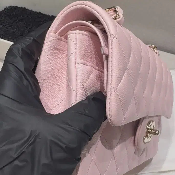 [BUNJANG] Chanel Classic Small Caviar Pink Bag / 샤넬 클래식 스몰 캐비어 연 핑크 딸기우유