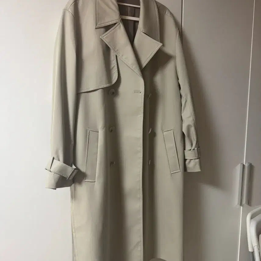 [BUNJANG] Drawfit Oversized Trench Coat Gray Beige M / 드로우핏 오버핏 트렌치코트 그레이 베이지