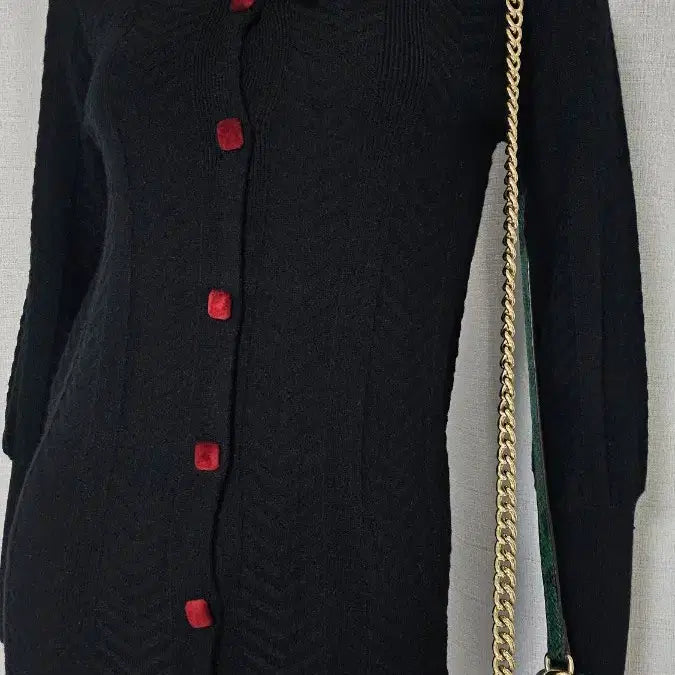 [BUNJANG] Black Red Tie Knit Dress / 검정 붉은 타이 니트 원피스