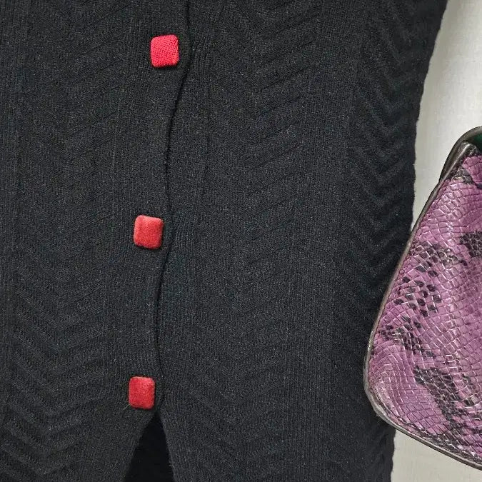 [BUNJANG] Black Red Tie Knit Dress / 검정 붉은 타이 니트 원피스