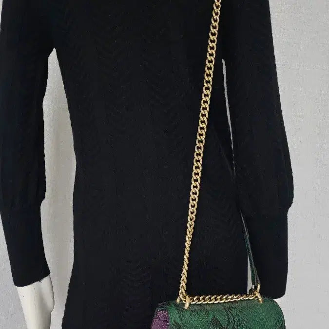 [BUNJANG] Black Red Tie Knit Dress / 검정 붉은 타이 니트 원피스