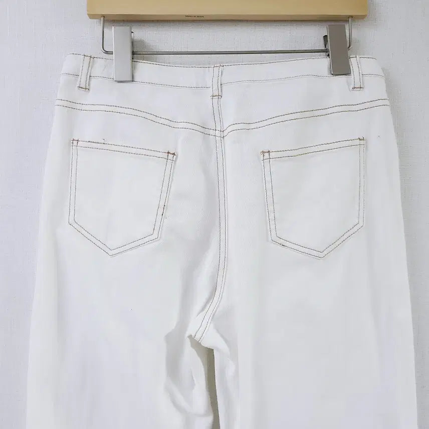 [BUNJANG] Clovis Semi Wide Pants Stitch White 55 / 클로비스 세미와이드팬츠 스티치 55 화이트신축성