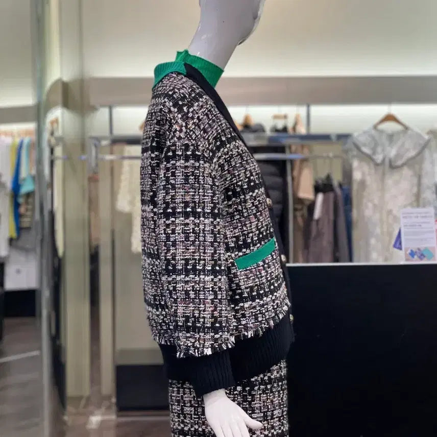 [BUNJANG] Ozoc Knit Tweed Jacket / 오즈세컨 니트배색 트위드자켓