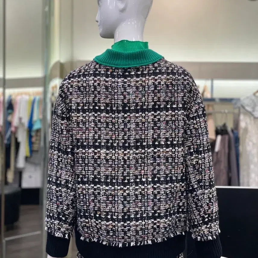 [BUNJANG] Ozoc Knit Tweed Jacket / 오즈세컨 니트배색 트위드자켓
