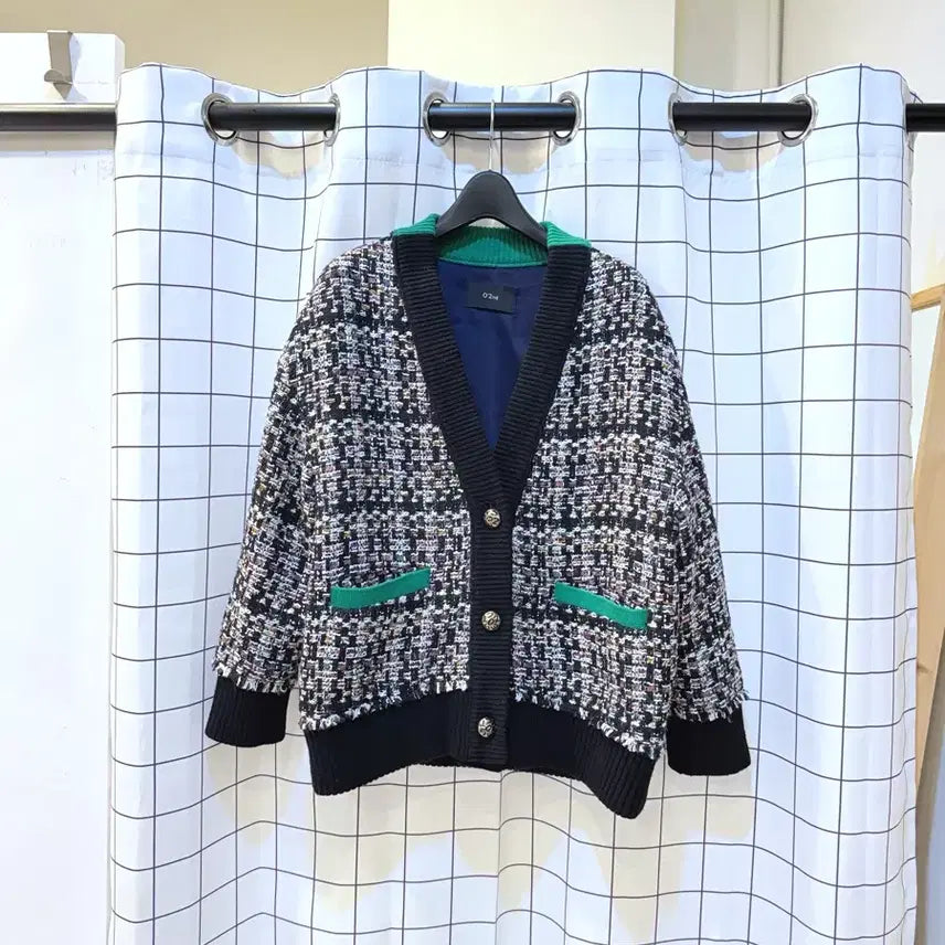 [BUNJANG] Ozoc Knit Tweed Jacket / 오즈세컨 니트배색 트위드자켓