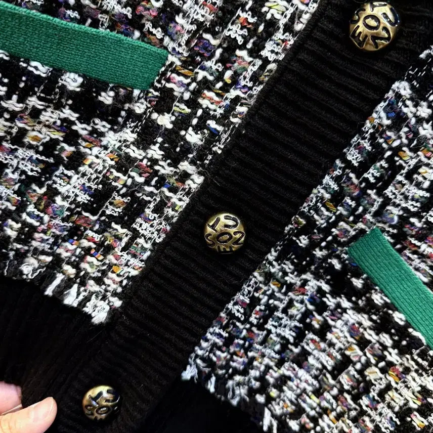 [BUNJANG] Ozoc Knit Tweed Jacket / 오즈세컨 니트배색 트위드자켓