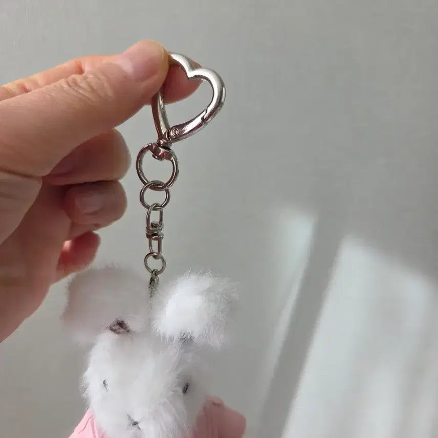 [BUNJANG] Rabbit Doll Keyring Pink Leather Coat / 토끼 인형 키링 가죽 핑크 코트