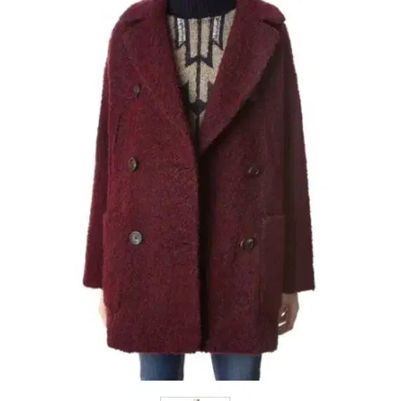 [BUNJANG] Thursday Island Boucle Heavy Wool Coat (Burgundy) / 써스데이아일랜드 부클 헤비울코트 55 뽀글 버건디