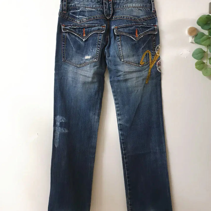 [BUNJANG] BNX Vintage Mood Patch Denim Pants / BNX 빈티지무드 패치데님팬츠 26인치 55 브라운골덴 청바지