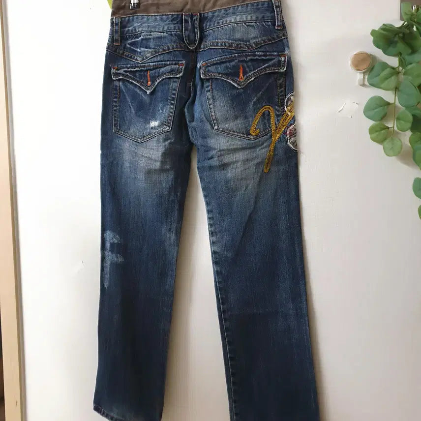 [BUNJANG] BNX Vintage Mood Patch Denim Pants / BNX 빈티지무드 패치데님팬츠 26인치 55 브라운골덴 청바지