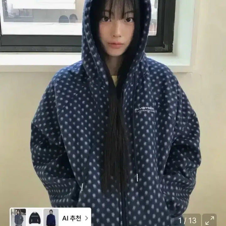 [BUNJANG] Love is True GT Fleece Jacket (Navy) / 러브이즈트루 GT FLEECE JACKET(NAVY) 땡땡이 자켓