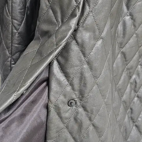 [BUNJANG] Quilted Leather Long Trench Coat / 퀼팅 레더 롱 트렌치 코트100~105