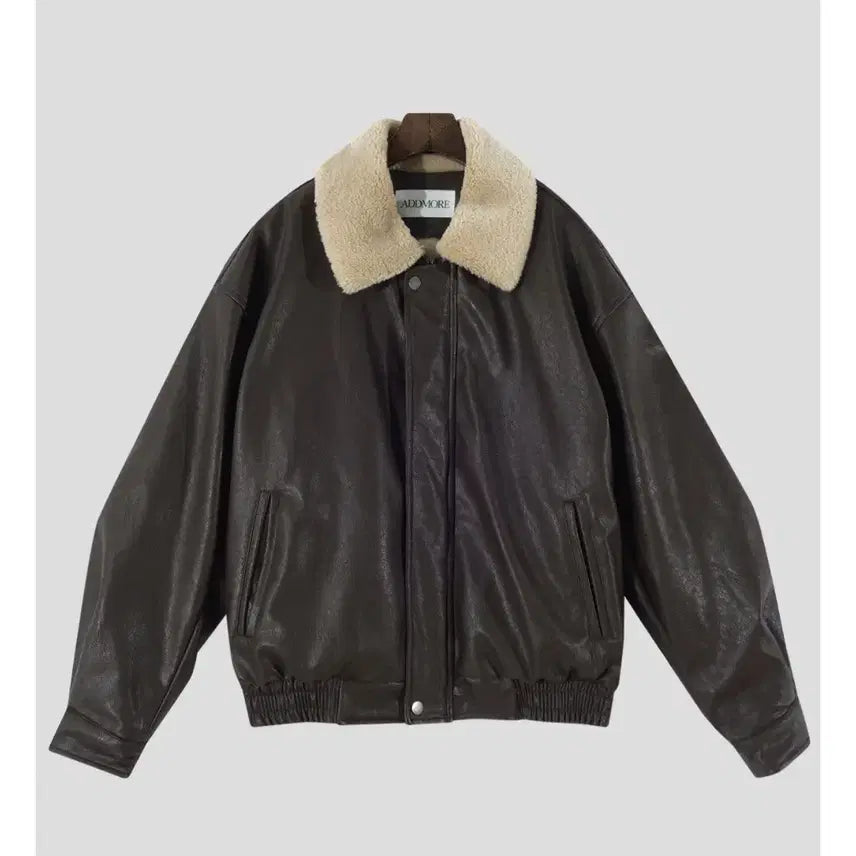 [BUNJANG] Oversized Faux Leather Mustang Jacket / 오버핏 무스탕 레더자켓