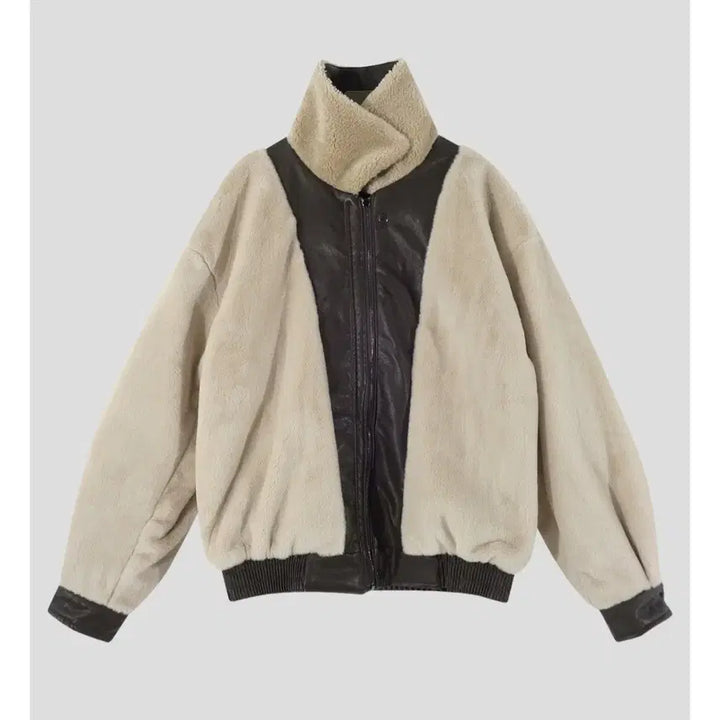 [BUNJANG] Oversized Shearling Leather Jacket / 오버핏 무스탕 레더자켓