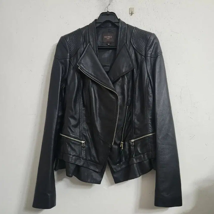 [BUNJANG] ROBO Leather Jacket Black 66 / ROBO 이태리명품양가죽 라이더 자켓 블랙66
