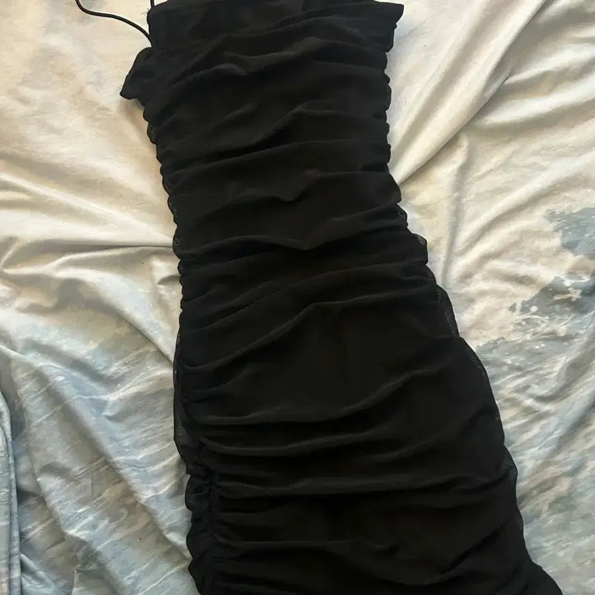 [BUNJANG] Black Chiffon Mini Dress / 블랙 쉬폰 미니 원피스