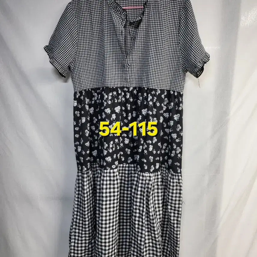 [BUNJANG] Obong Vintage Two-Tone Fabric Short Sleeve Dress / 배색 원단 반팔 원피스 54-115