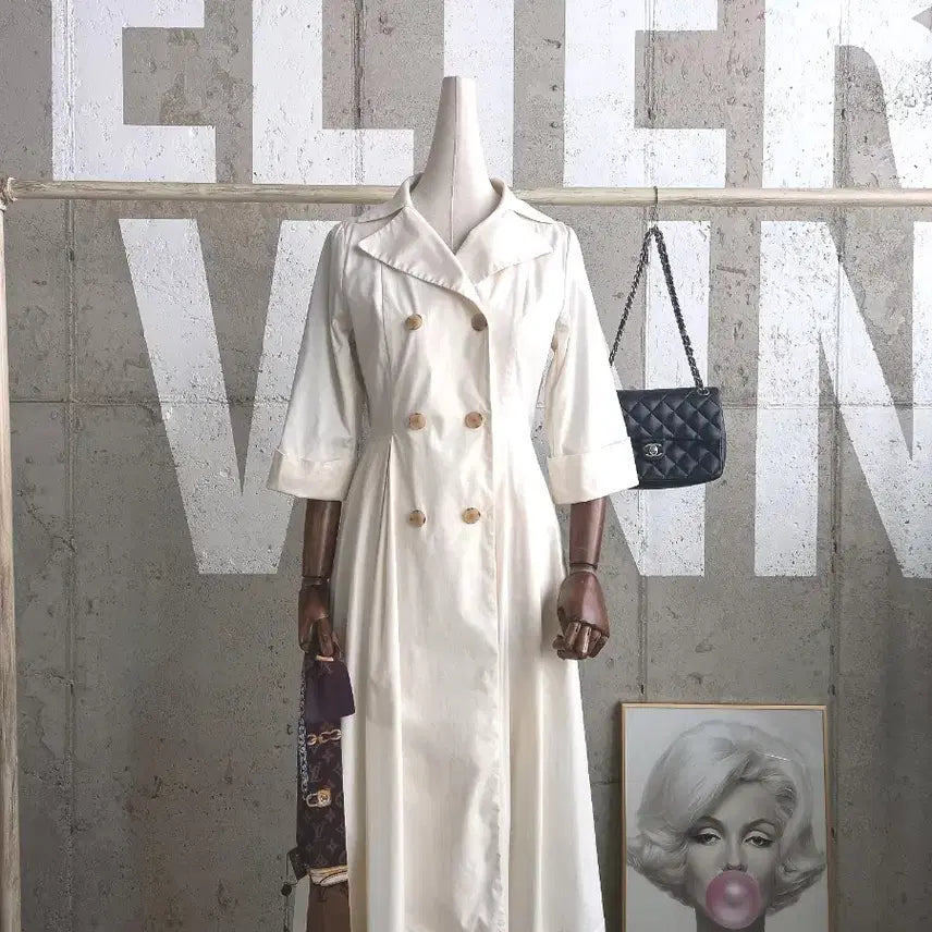 [BUNJANG] G Studio Double Collar Cream Dress / 지스튜디오 더블 카라 원피스
