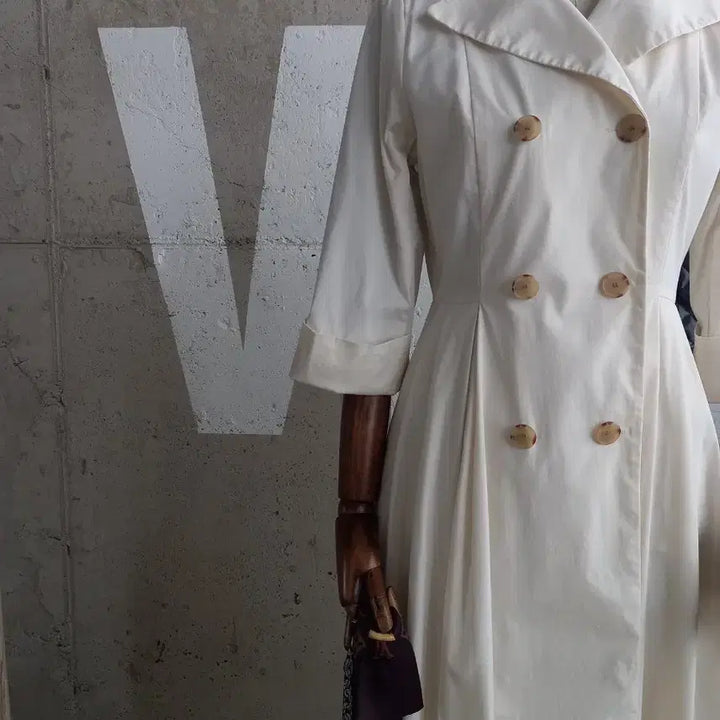 [BUNJANG] G Studio Double Collar Cream Dress / 지스튜디오 더블 카라 원피스